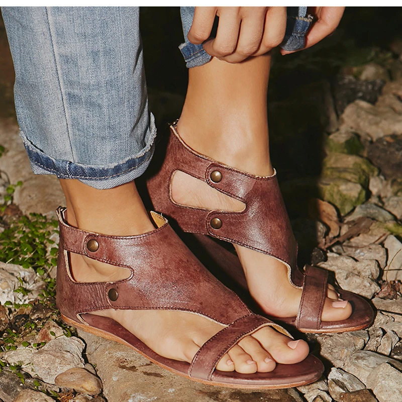 Women Sandals Soft Leather Flat Sandals Shoes Women Plus Size Peep Toe Summer Casual Gladiator Beach Sandalias Mujer women sandals