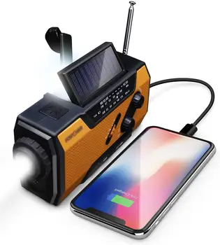 

Emergency Solar Hand Crank Portable Radio Weather Radio for Household and Outdoor Emergency with AM/FM LED Flashlight Reading