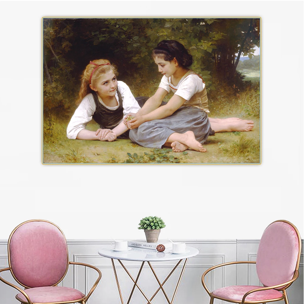 Цитон William Adolphe Bouguereau gatherthe Nut Gatherers Canvas картина маслом на холсте художественное