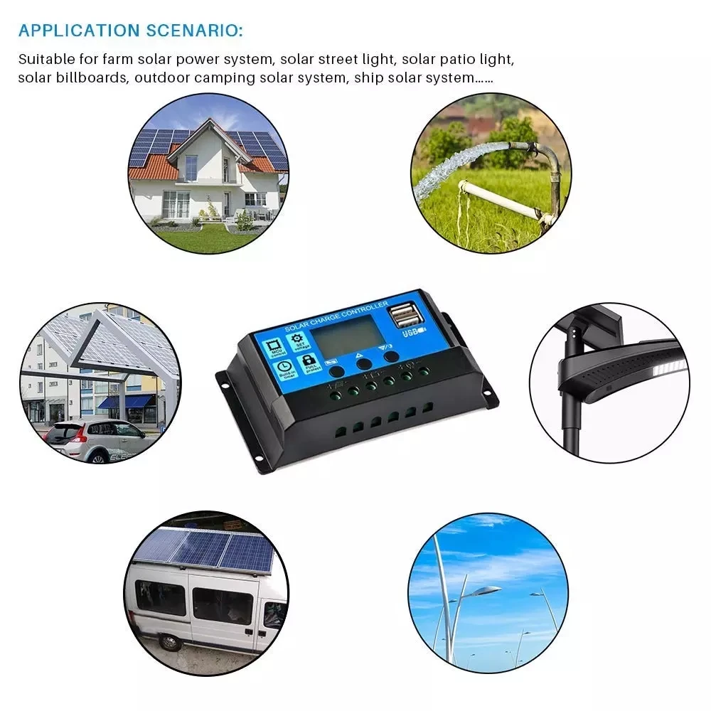 

12V / 24V solar controller at10-10a PWM controller charging controller dual USB