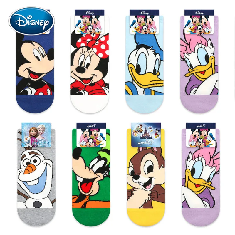 Носки для девочек Disney тонкие хлопковые женские носки с принтом Микки Олафа