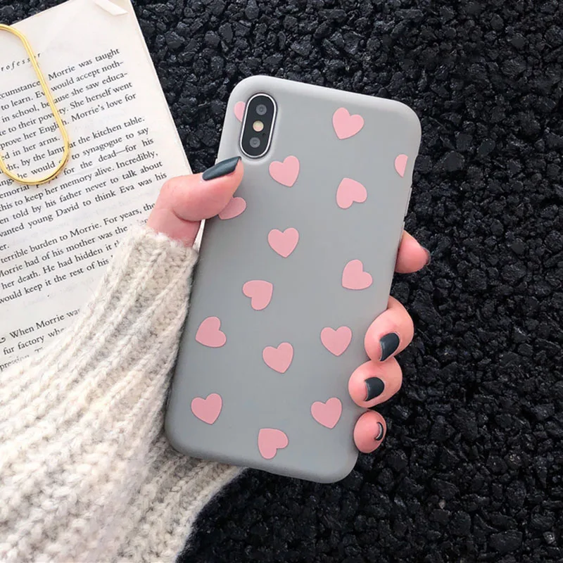 Чехол для телефона LOVECOM для iPhone 11 Pro Max XR XS Max 6 6s 7 8 Plus X винтажный милый мягкий чехол из ТПУ с гальваническим сердечком - Цвет: j