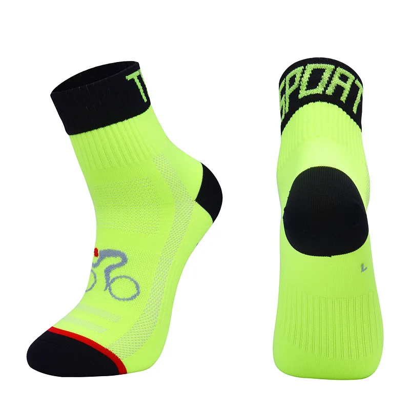 Высококачественные профессиональные велосипедные носки мужские женские MTB велосипедные баскетбольные беговые гоночные Носки дышащие уличные носки calcetines ciclismo - Цвет: Green