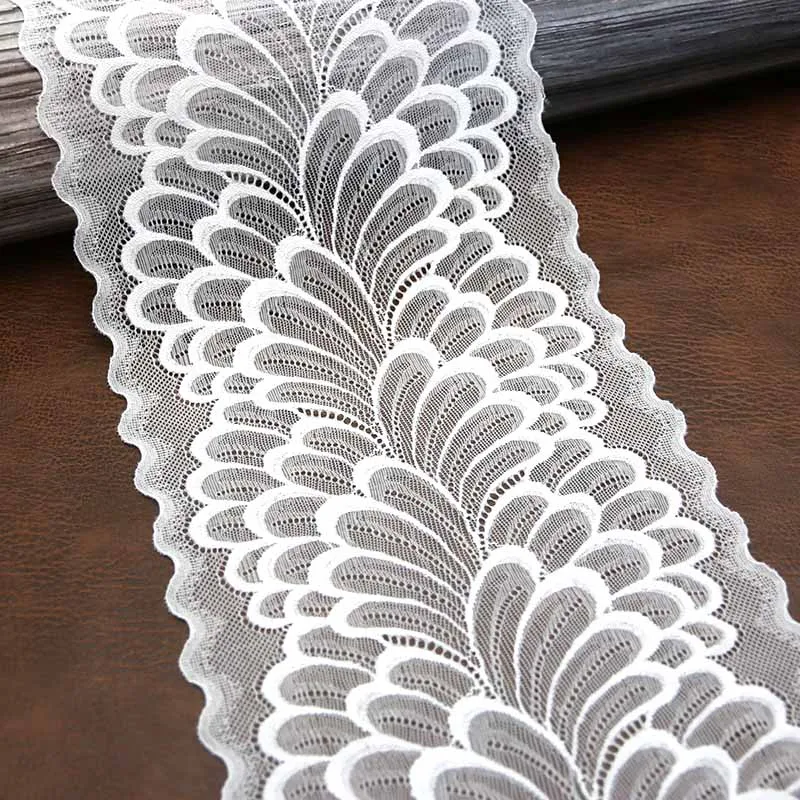 Lace Fabric Lace Garment Accessories Lace Sewing Supplies Lace Decoration Lace Accessories Lace Sewing Accessories Clothing Accessories Clothing Craft Accessories 3 meters/lot 220mm Leaves Elastic Stretch Lace Trims Clothing Accessories Dress Sewing Lace Fabrics Handwork DIY Decorate