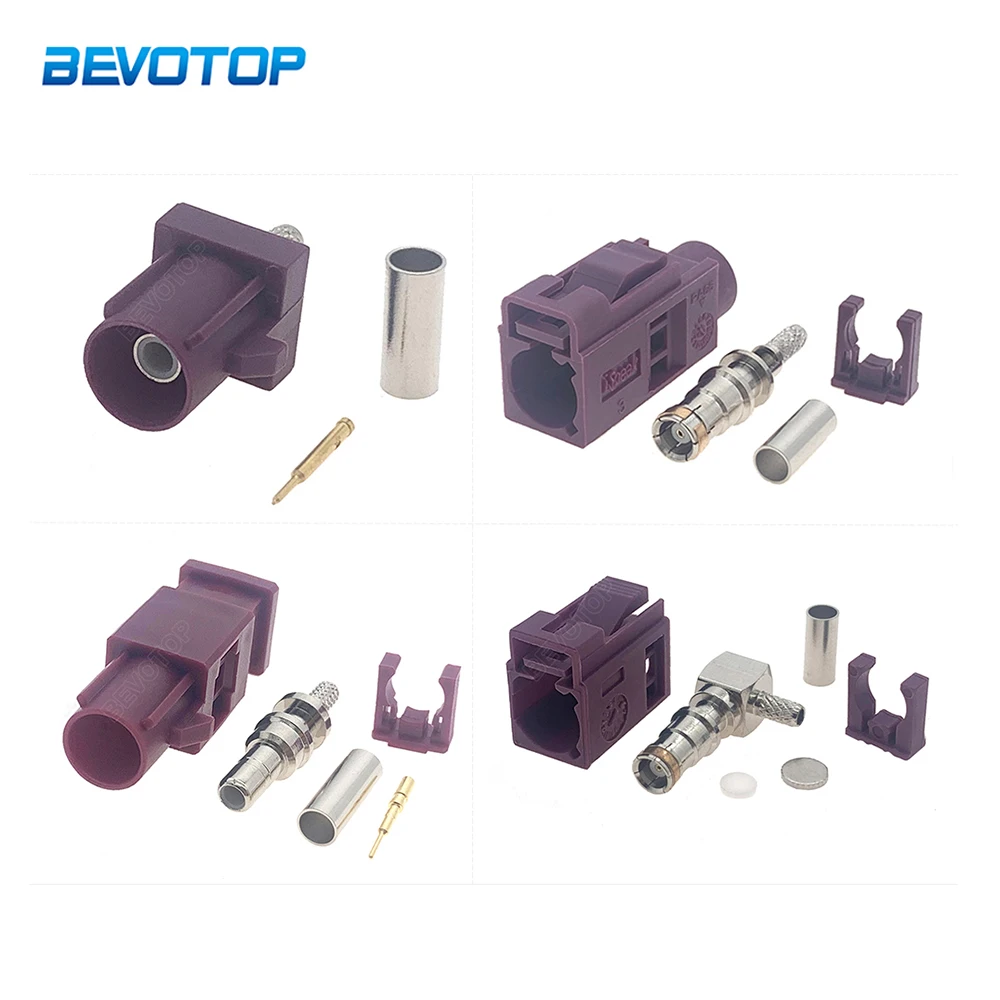 Connettore Rf 2 Pezzi Fakra D Spina Maschio/Jack Femmina Ral 4004 Rf Connettori Per Filo Di Saldatura Coassiale Per Cavo A Spirale Rg316 / Rg174