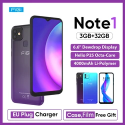 FIGI Note 1 6.6inch Display 4000mAh Battery Smartphone 3GB 32GB Helio P25 Octa Core Mobile phone 13MP Dual Camera Android 9