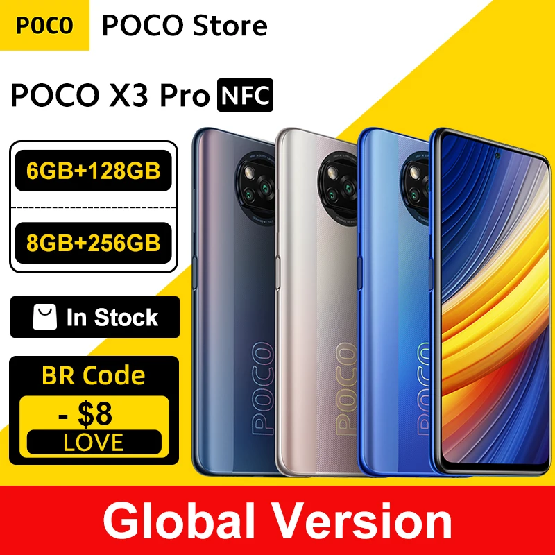 Versión Global POCO X3 Pro 128GB / 256GB Snapdragon 860 Smartphone NFC 6,67 ”120Hz DotDisplay 5160mAh 33W carga Quad Camera