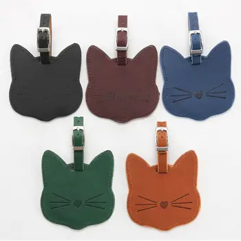 

Travel Luggage Gift Cute Cat Leather Suitcase Tag with Strap Travel Tags H8WD