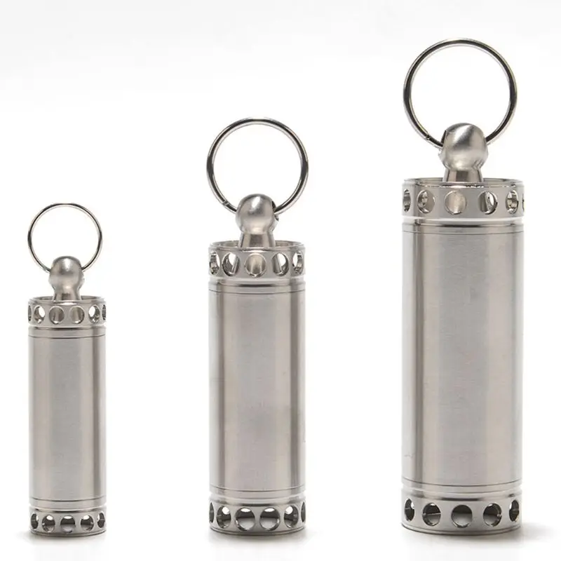 

Mini Stainless Steel Waterproof Capsule Bottle Protable Holder Container Storage Y4UB