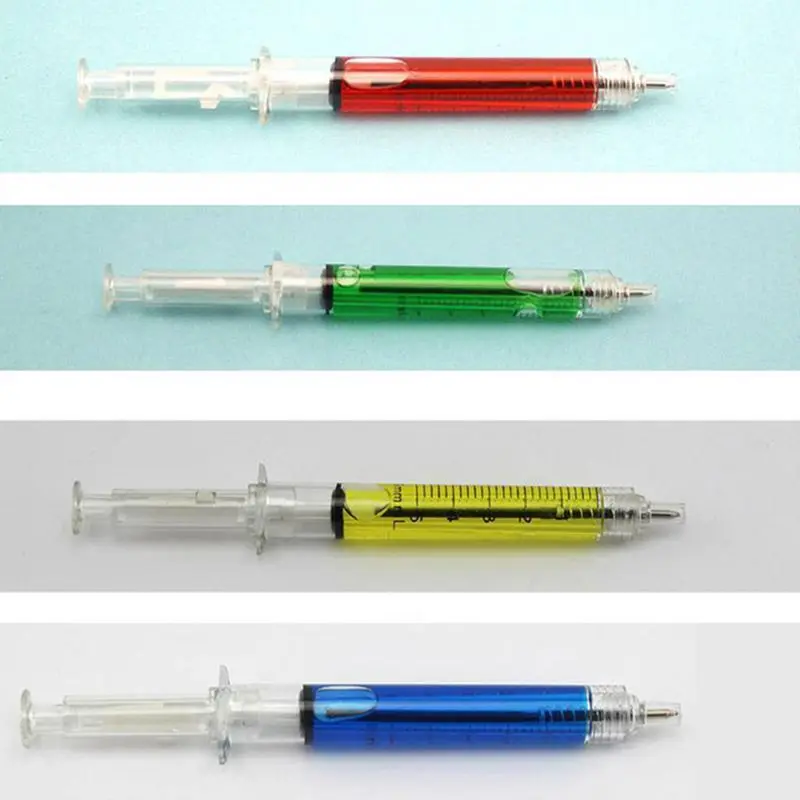 

Syringe Pens - (Bulk Pack of 24) Retractable Fun Multi Color Novelty Pen for Nur