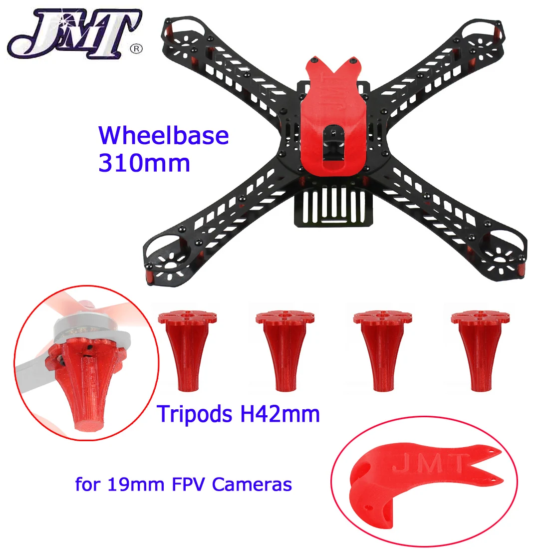 Комплект с рамкой для квадрокоптера JMT Mini Racing Drone 310/360/380 мм 3D печать 19 крышка FPV