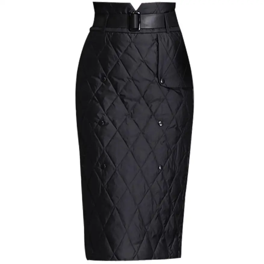 

Женская зимняя Плотная юбка-пуховик из хлопка с высокой талией