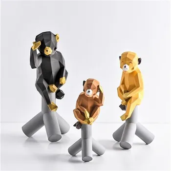 

[HHT] Modern Resin Animal Statue Geometric Monkey Ornaments Creative Nordic Home Decoration Living Room TV Cabinet Furnishings