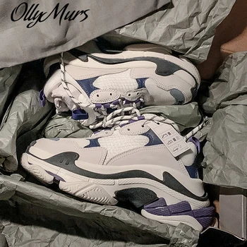 

Mixed Color Lace Up Women Shoes Brand Designer Platform Sneakers Round Toe Women's Vulcanize Shoes Mesh Leather Sneakers