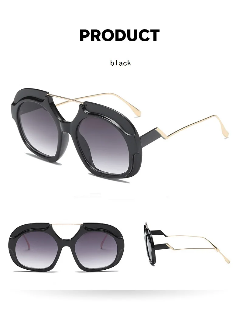 GIFANSEE женские негабаритные солнцезащитные очки круглые градиентные винтажные дизайнерские брендовые ретро Роскошные uv400 очки с плоским верхом