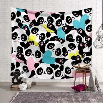 

Cute Cartoon Panda Painting Tapestry 3D Printing Tapestrying Rectangular Home Decor Wall Hanging 08