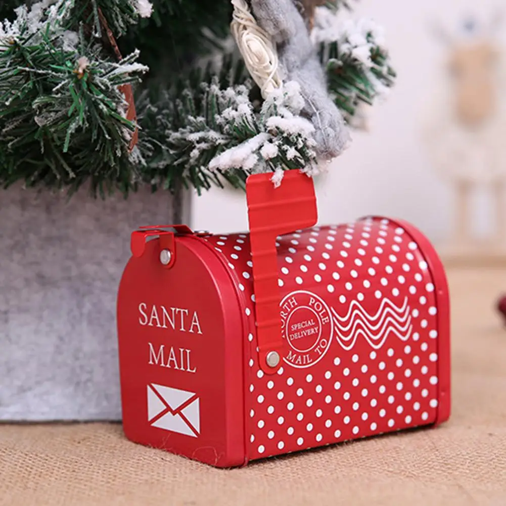 Новогодняя, Рождественская жестяная коробка для конфет, почтовая коробка, детский подарок, мультяшный Рождественский почтовый ящик, жесть, украшение для дома, праздничные подарки