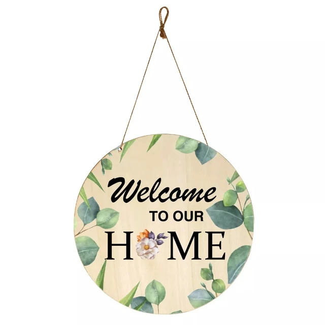 2021 Wooden Welcome Sign House Number European Retro Pendant Easily Round Door Hanging Double-sided Garden Plaque Home Art Decor Hotel Door Hanging