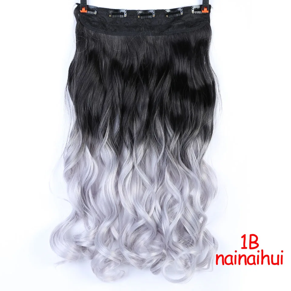 AOSIWIG, длинные волнистые парики, Омбре, шиньон, термостойкие, синтетические, 5 клипов, для наращивания волос, для женщин, костюмы, вечерние, 24 цвета - Цвет: 7245-1B-171