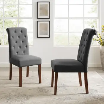 

Tribesigns Chair Set of 2 Tufted Parsons Dining with Solid Wood Legs, Classic Upholstered Accent Chair