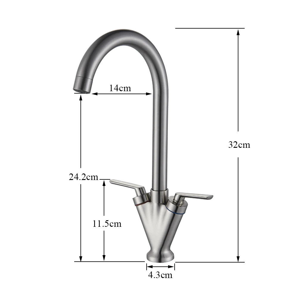 Senlesen Copper Ktchen Sink Faucet Hot and Cold Double Handle Single Hole Kitchen Faucet Rotating Sink Faucet