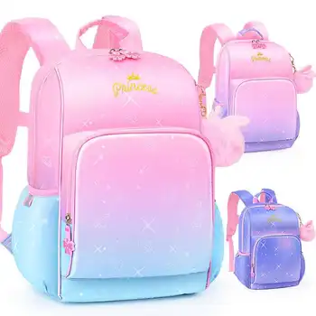 

Disney Frozen Princess School Bag for Girls Primary Student Shoulder Backpack Super Light Large Capacity Christmas Gift Mochilar