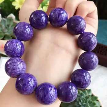 

Z115 Fine Jewelry Russia Origin 100% Natural Purple Charoite Charms Gemstone Bracelets 131.8grams Fine Hologram Female Bracelets