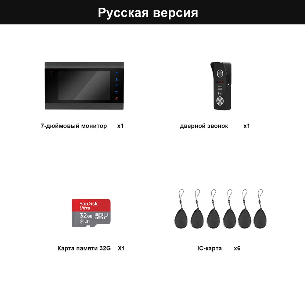 Russian version HomeFong видеодомофон для квартиры 1200TVL 130 градусов Поддержка обнаружения движения запись Электрический замок CCTV камера для домашнего домофона - Цвет: Russian version