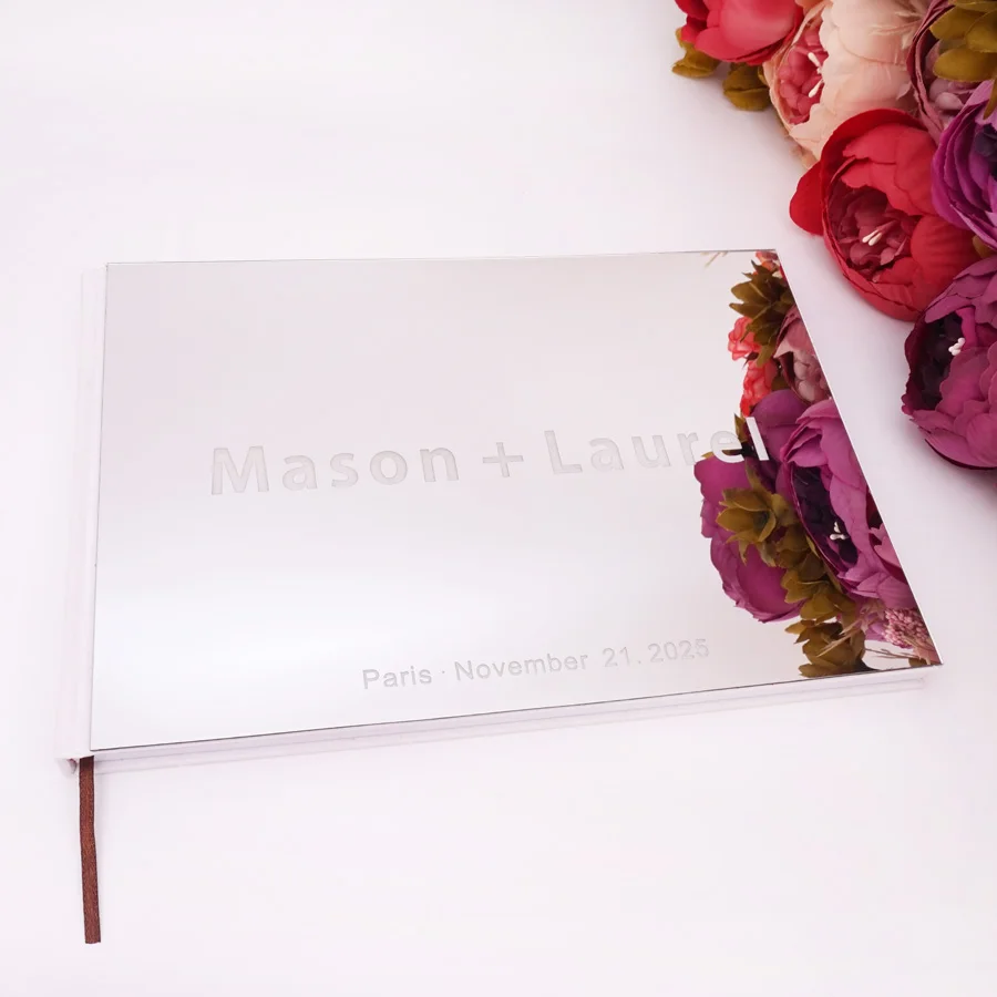 25x18cm White Blank Book Personalized Custom Names Wedding Souvenir Gift Signature Guest Acrylic Mirror Party Favors | Дом и сад