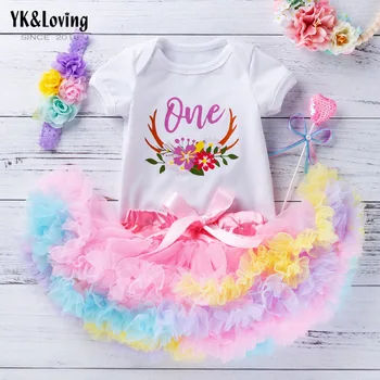 

Summer 1 Year Baby Girl Dress Unicorn Party Girls Tutu Dress Toddler Kids Clothes Baby 1st Birthday Outfits infantil vestido