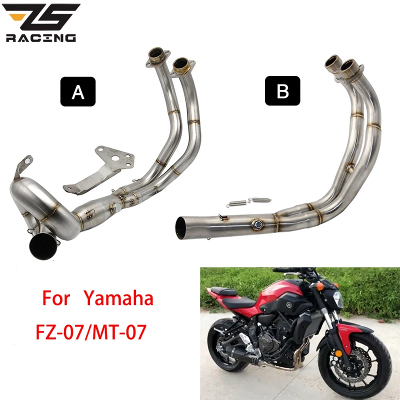 ZS гонки для Yamaha FZ-07/MT-07 выхлопная система мотоцикла передняя Труба средняя труба