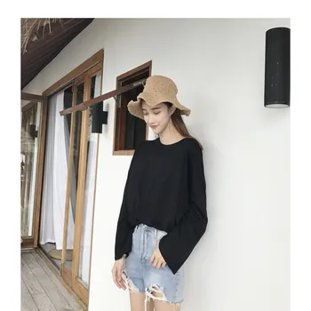 

2020 Polyester Full Direct Selling Limited Unicorn Korean Kpop Free Shiping Loose Neck Cotton Long-sleeved Tees Women Tops Tide