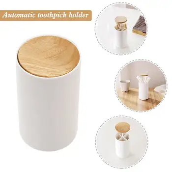 

High Quality Pop-up Toothpick Container Automatic Container for Toothpick, Cotton Swabs Toothpick Dispenser Holder Tools