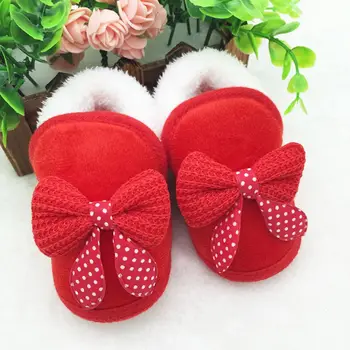 

Winter Warm Baby Shoes Soft Bottom Non-slip Bow Toddler shoes First walkers