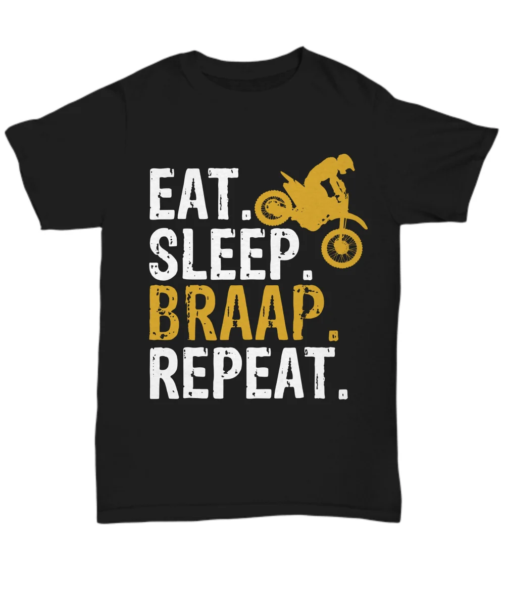 Eat Sleep Braap повторить Dirt Bike Rider футболка мотоциклетные байкерские летние хлопковые