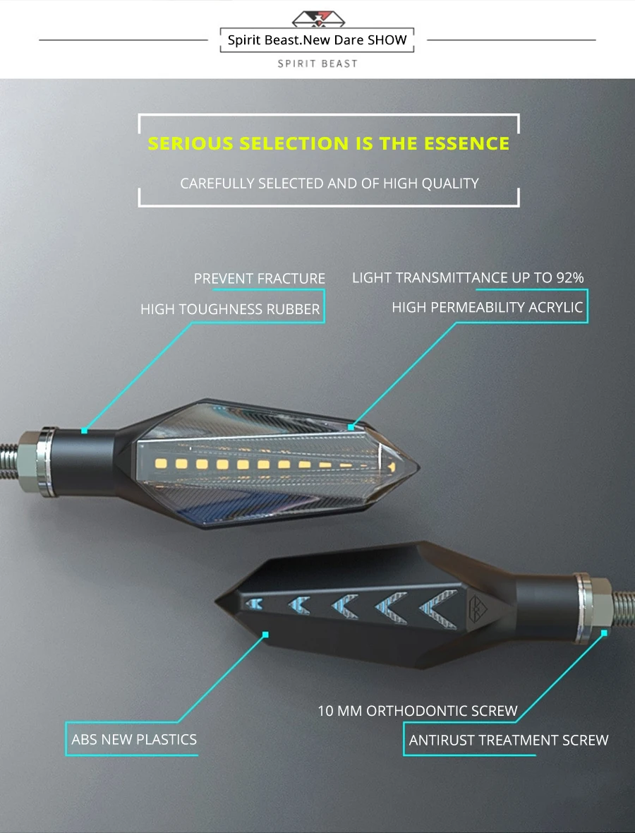 SPIRIT BEAST фонари указателя поворота мотоцикла водонепроницаемый модифицированный автомобиль поворотные огни Светодиодный фонарь направления декоративные огни