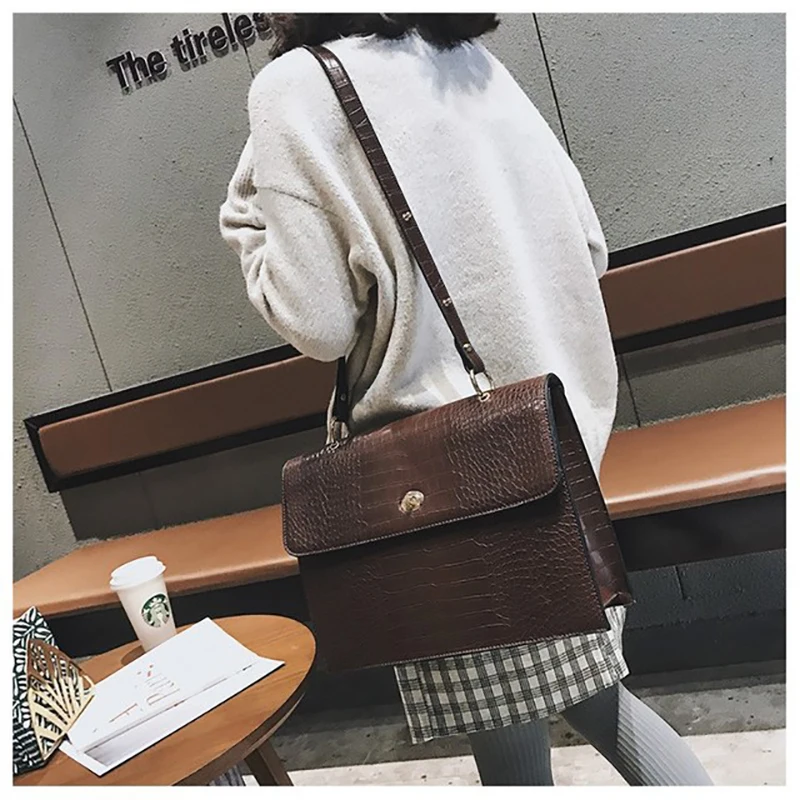 

Luxury Crocodile Pattern Crossbody Bag Women Retro Flap Hand Bag High Quality Alligator Ladies Tote Messenger Bags Female Clutch