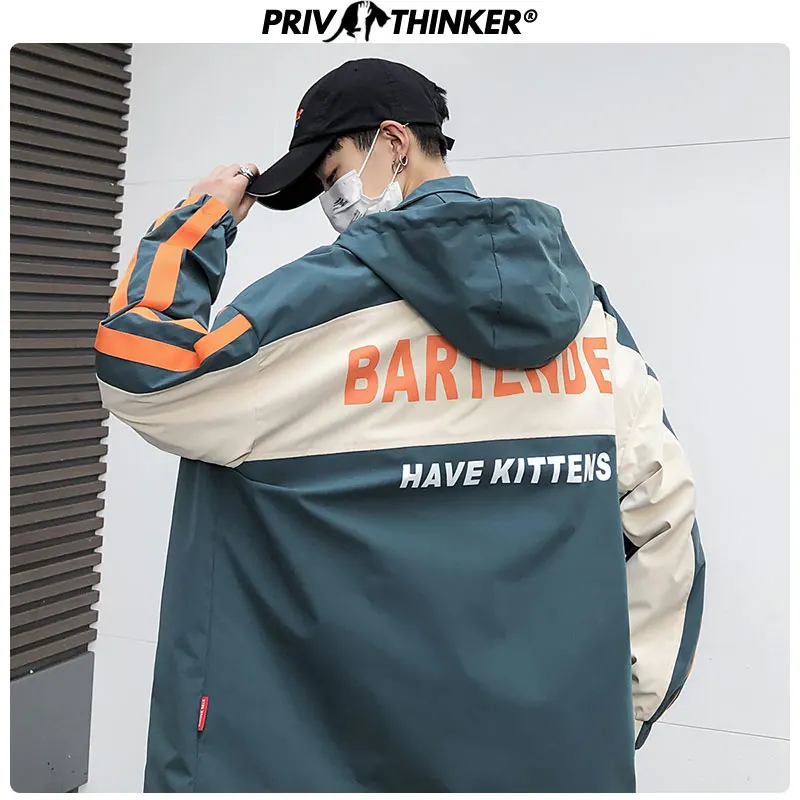 

Privathinker 2019 Men Harajuku Printed Jackets Mens Autumn Street-style Hip Hop Clothes Male Loose Coat Hooded Patchwork Jacket