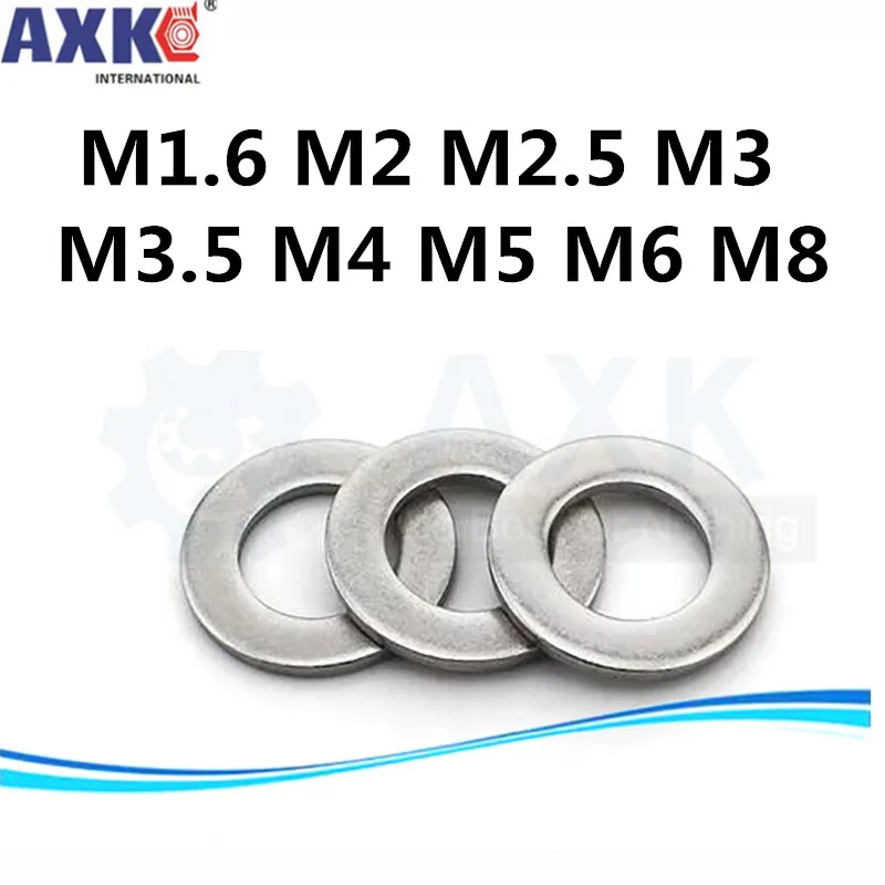 AXK M1.6 M2 M2.5 M3 M3.5 M4 M5 M6 M8 Нержавеющая сталь плоская шайба прокладочная прокладка Стиральная машина кольцо прокладка