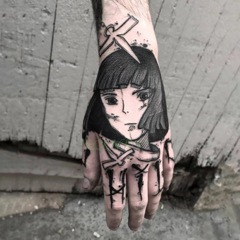 Temporary-Tattoo-Sticker Flash Spirited Anime Tatoo-Japan Fake Tatto Waterproof Girl