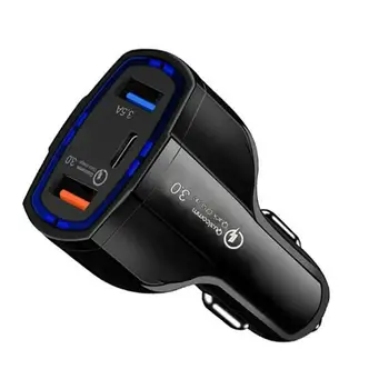

QC 3.0 USB C Car Charger 3-Ports Quick Charge 3.0 Fast Charger for Car Phone Charging Adapter for iPhone Xiaomi Mi 9 Redmi