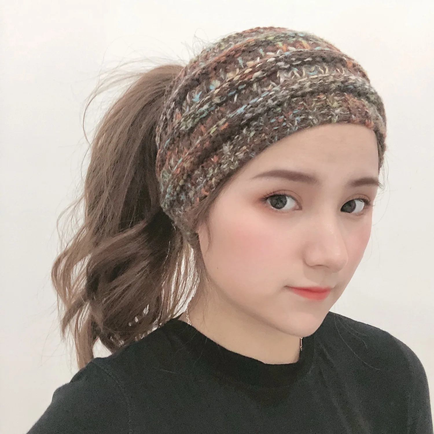 New Knitted Horsetail Cap in Autumn and Winter of Europe and America in