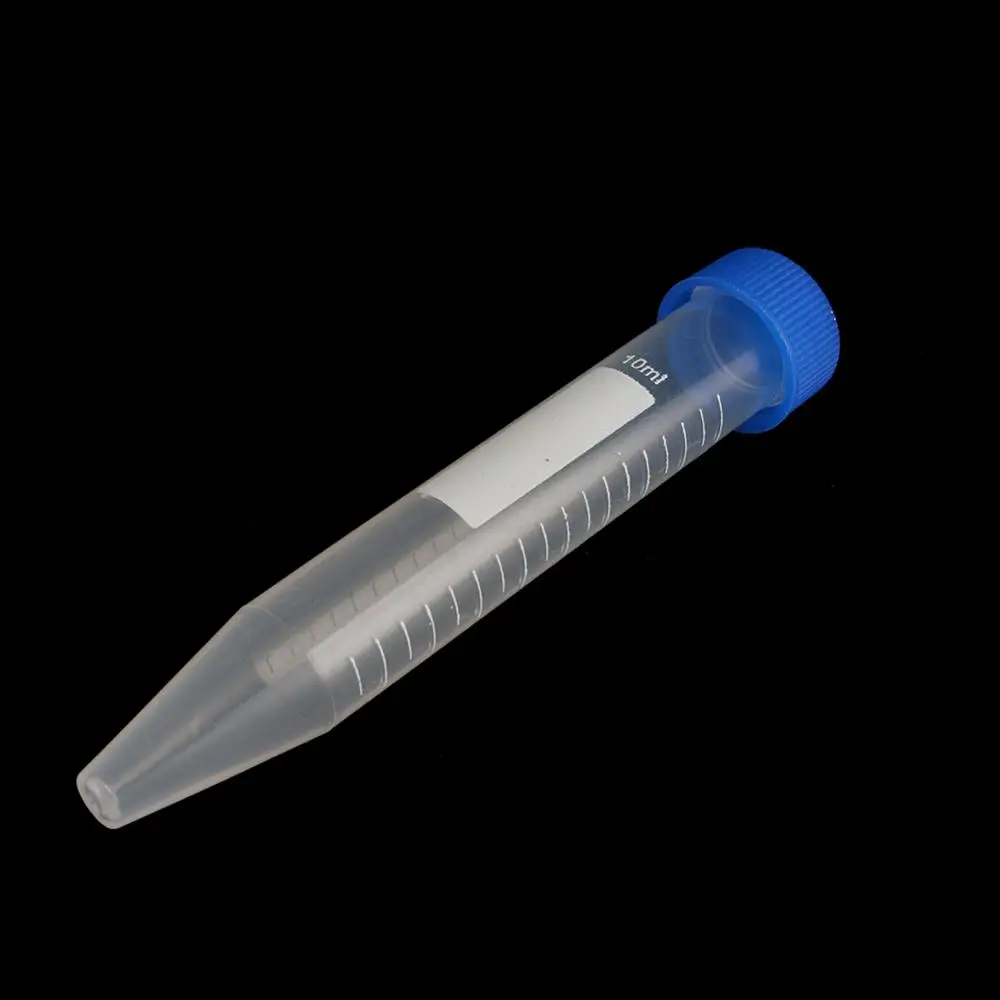 10ML Plastic Transparent Centrifuge Tube Screw Cap Cone Bottom Laboratory Vial Container Free-standing Lab Sample Analysis 5 Pcs