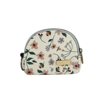 

Women Semicircle Portable Flower Printed Mobile Phone Mini Practical Zipper Closure Coin Purse Key Holder Gift Fashion Students