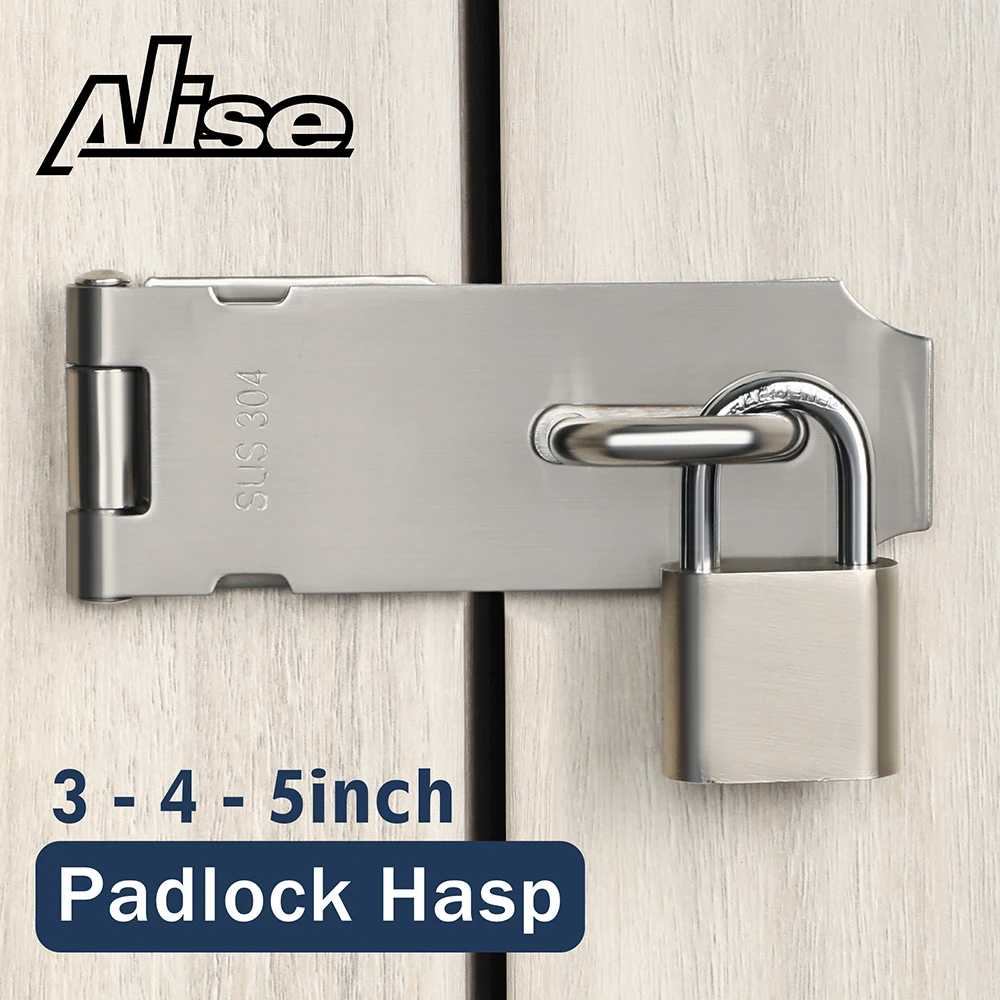 3/4/5 Inch Padlock Hasp and Staple Set Stainless Steel Door Gate Lock Latch Shed 