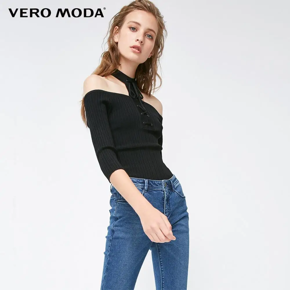 Vero Moda женская с открытыми плечами спереди на шнуровке облегающая трикотажная | 319124502