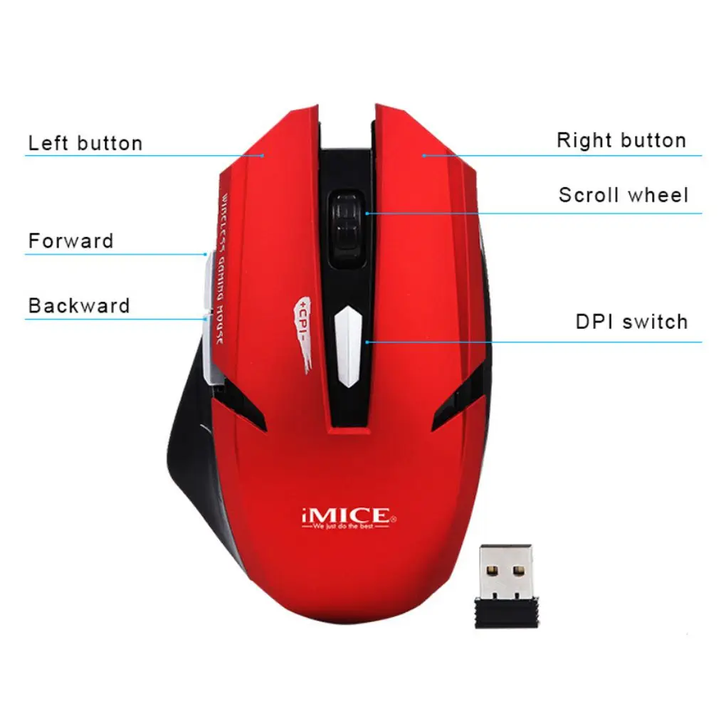 IMice E-1700, компьютерная мышь, беспроводная, игровая, 1600 dpi, 6 кнопок, 2,4 ГГц, оптическая, для ПК, геймера, мышь, для ноутбука, ПК