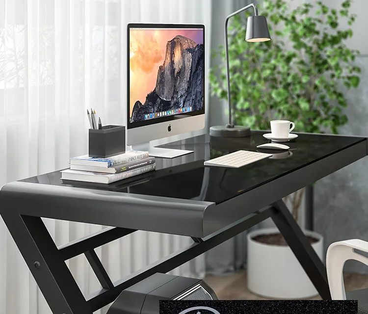 Escritorio moderno y sencillo para ordenador portátil, mesa superior de vidrio templado para PC, escritorio de estudio para el hogar, escritorio de - AliExpress