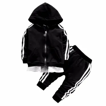 

Baby Casual Tracksuit Children Kids Boy Girl Cotton Zipper Jacket Pants 2Pcs/Sets Kids Leisure Sport Suit Infant Clothing 2019