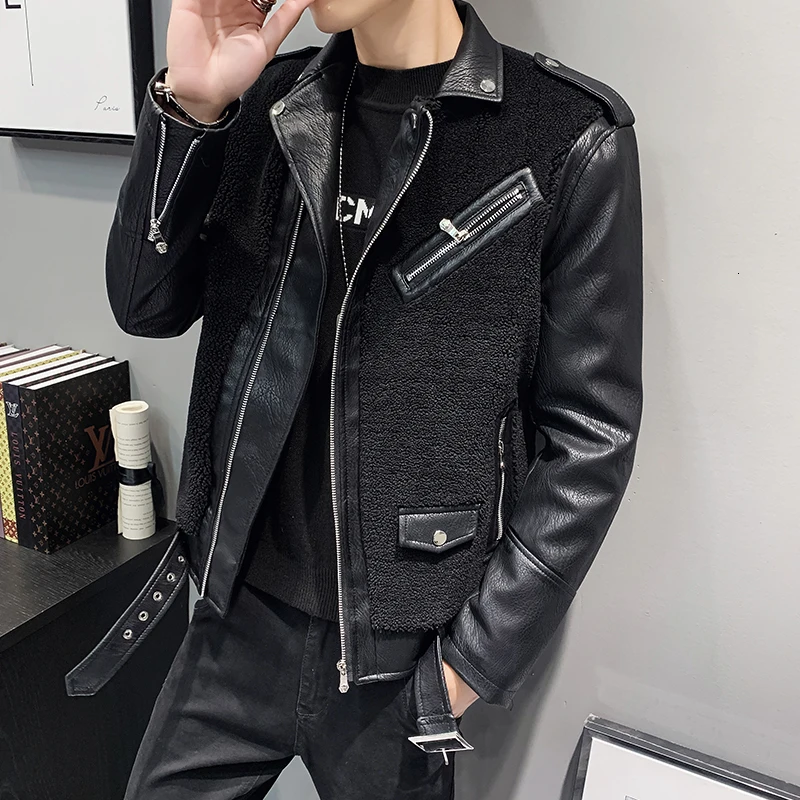 Модные кожаные пальто мужская куртка-бомбер Veste Cuir Homme куртка в стиле панк мульти